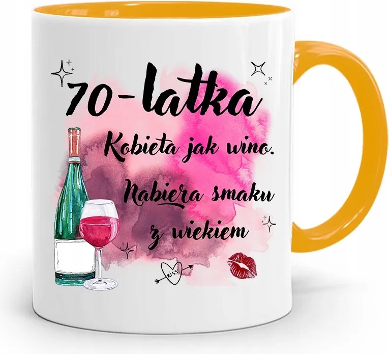 Sárga Bögre Tökéletes Születésnapi Ajándék 70 70-as nyomott mintával