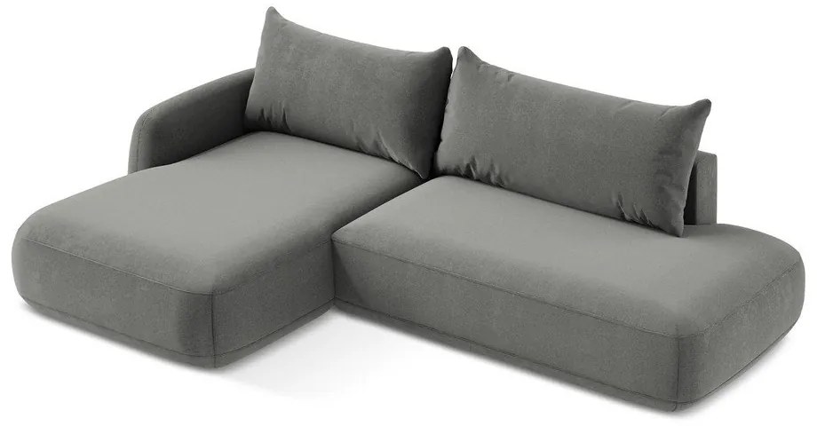 Szürke kinyitható sarokkanapé (bal oldali-heverő résszel) Hale – Makamii
