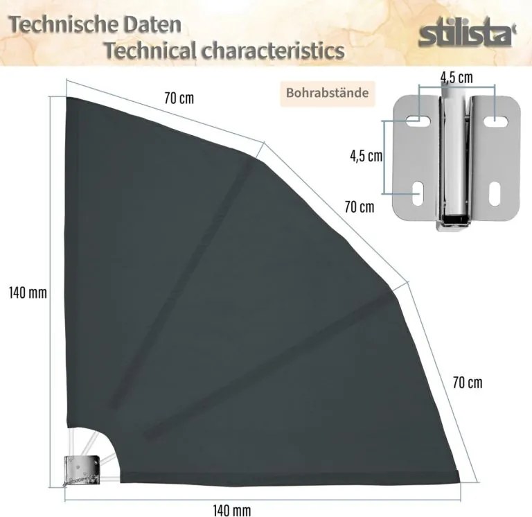 STILISTA Árnyékoló paraván erkélyre 2 részes 140 x 140 zöld