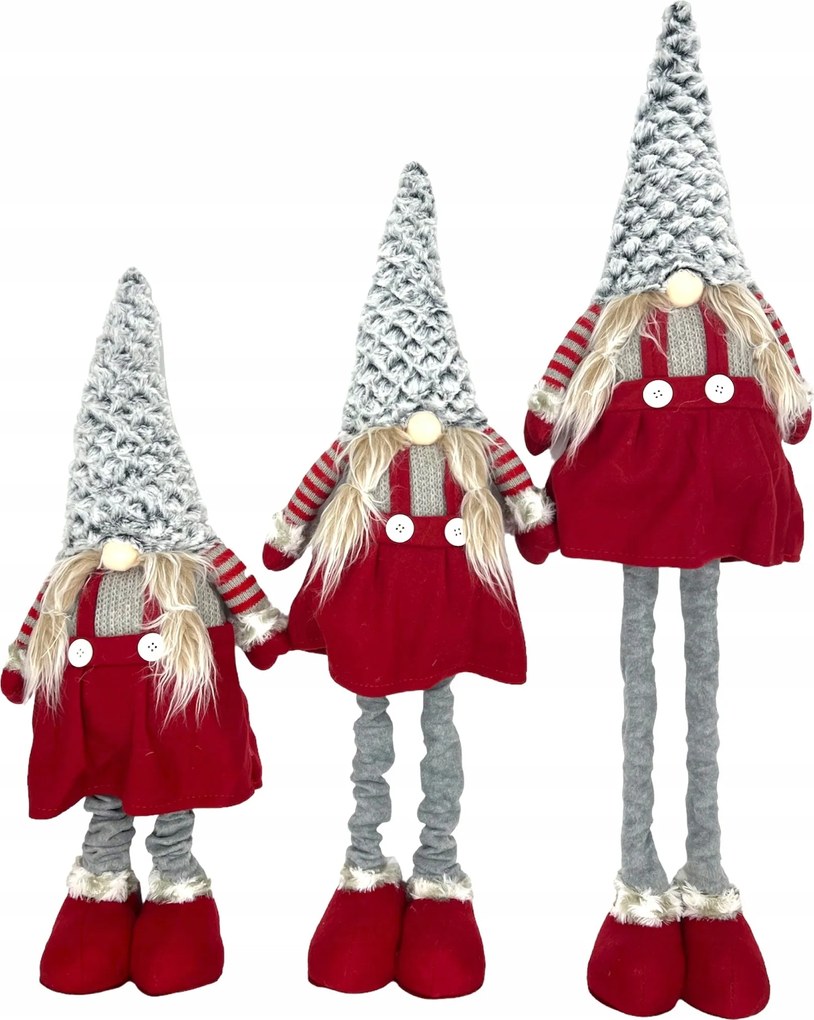 Nagy Karácsonyi Manó Teleszkópos Lábak Törpe Mikulás Hölgy Manó XXL