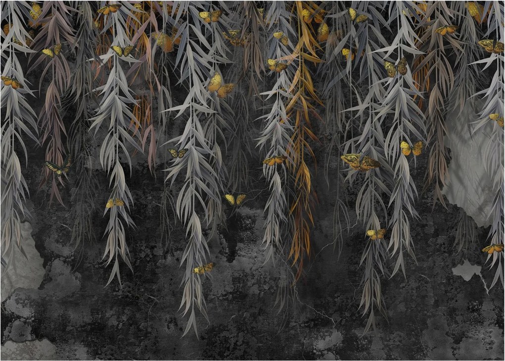 Kép -Fűzfa gallyak fekete háttérrel (üvegen) (70x50 cm)