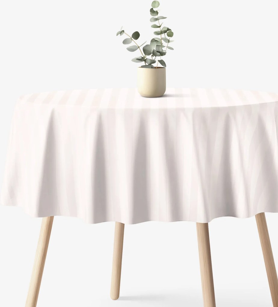 Goldea kör alakú damaszt terítő - krémszínű csíkos Ø 130 cm