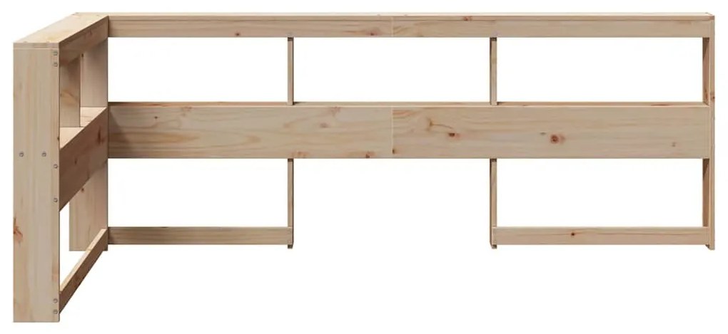 Könyvespolc fejtámla L-alakú 90 cm tömörfa fenyőfa