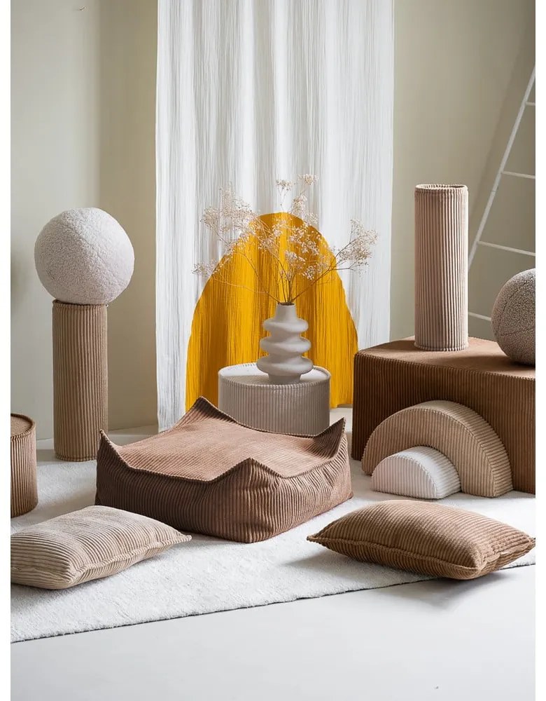 Barna kordbársony gyerek babzsákfotel Square – Wigiwama