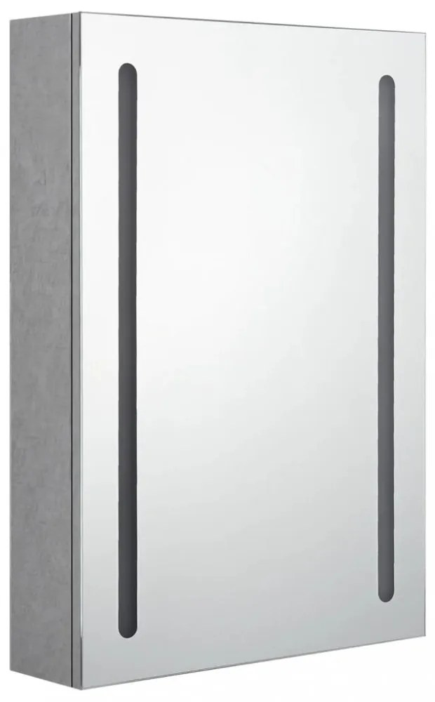betonszürke LED-es tükrös fürdőszobaszekrény 50 x 13 x 70 cm