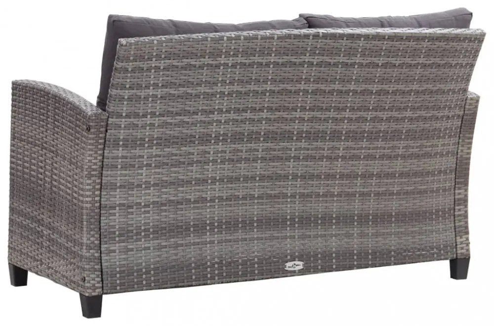 kétszemélyes szürke polyrattan kerti kanapé párnákkal 124 cm