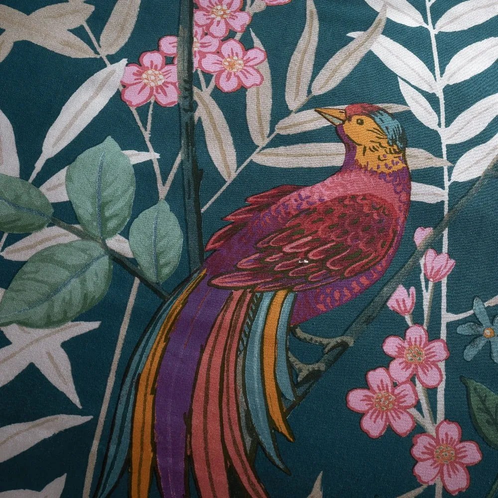 Sötétzöld kétszemélyes hosszabbított ágyneműhuzat 230x220 cm Tropical Floral Birds – Catherine Lansfield