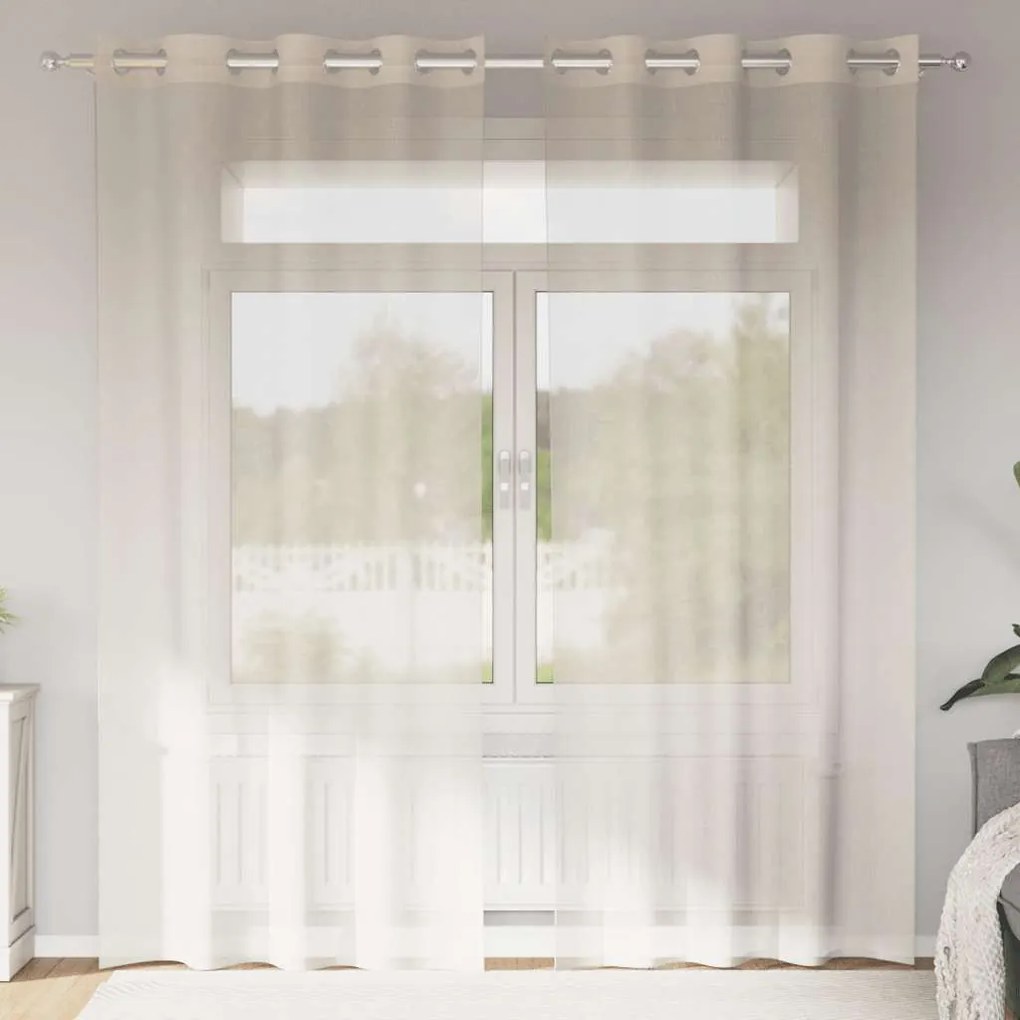 2 db krémszínű fátyolfüggönyök rojtokkal 140x245 cm