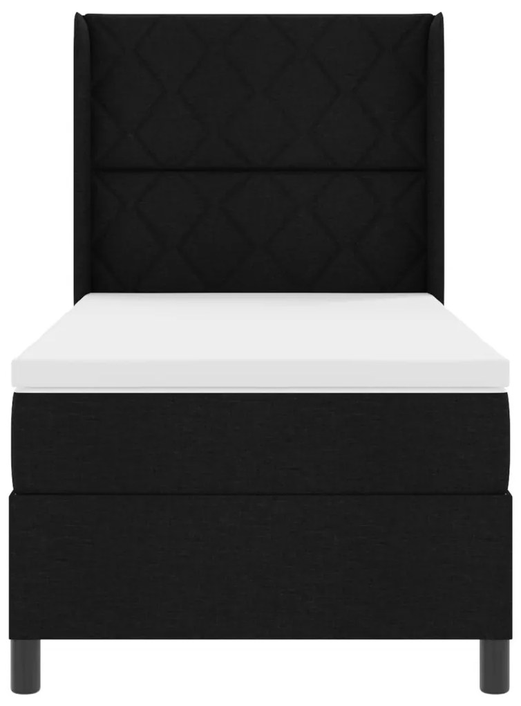 Boxspring Ágy Matraccal és LED Fekete 90x200 cm Szövet
