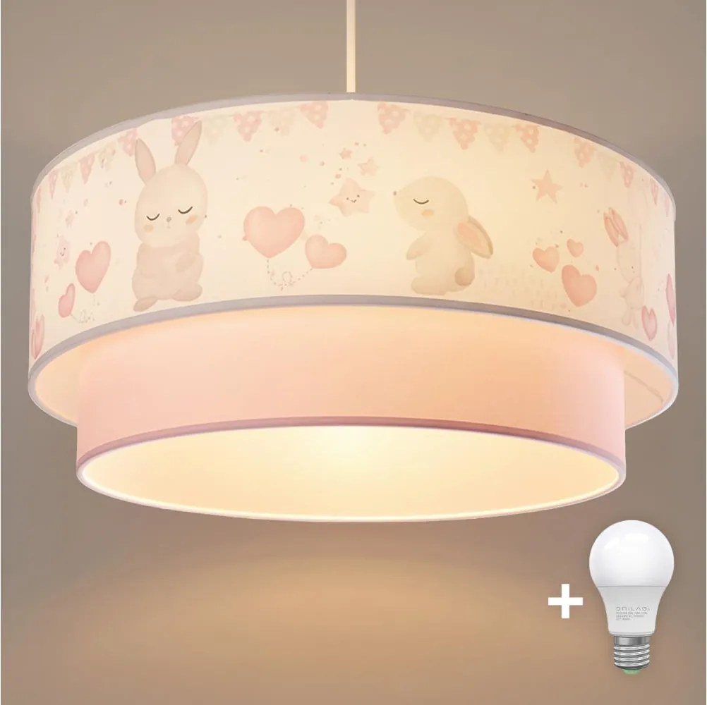 Brilagi- LED gyerek csillár zsinóron BOBO 1xE27/60W/230V átm.40 cm krém./rózsaszín./királyi.