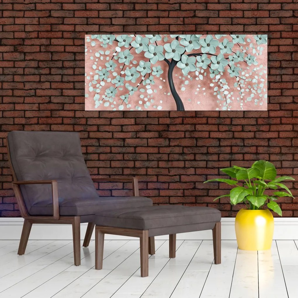 Kép - Pasztell kék virágok (120x50 cm)