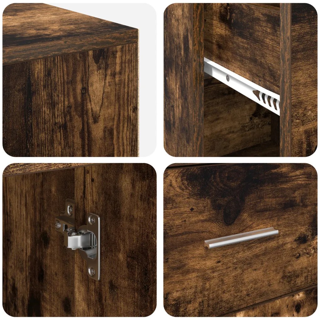 vidaXL Sarok Íróasztal Füstölt Tölgy 102x88x75 cm Hajlított Fa