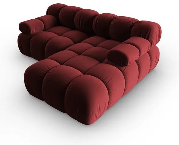 Piros bársony sarokkanapé (jobb oldali) Bellis – Micadoni Home