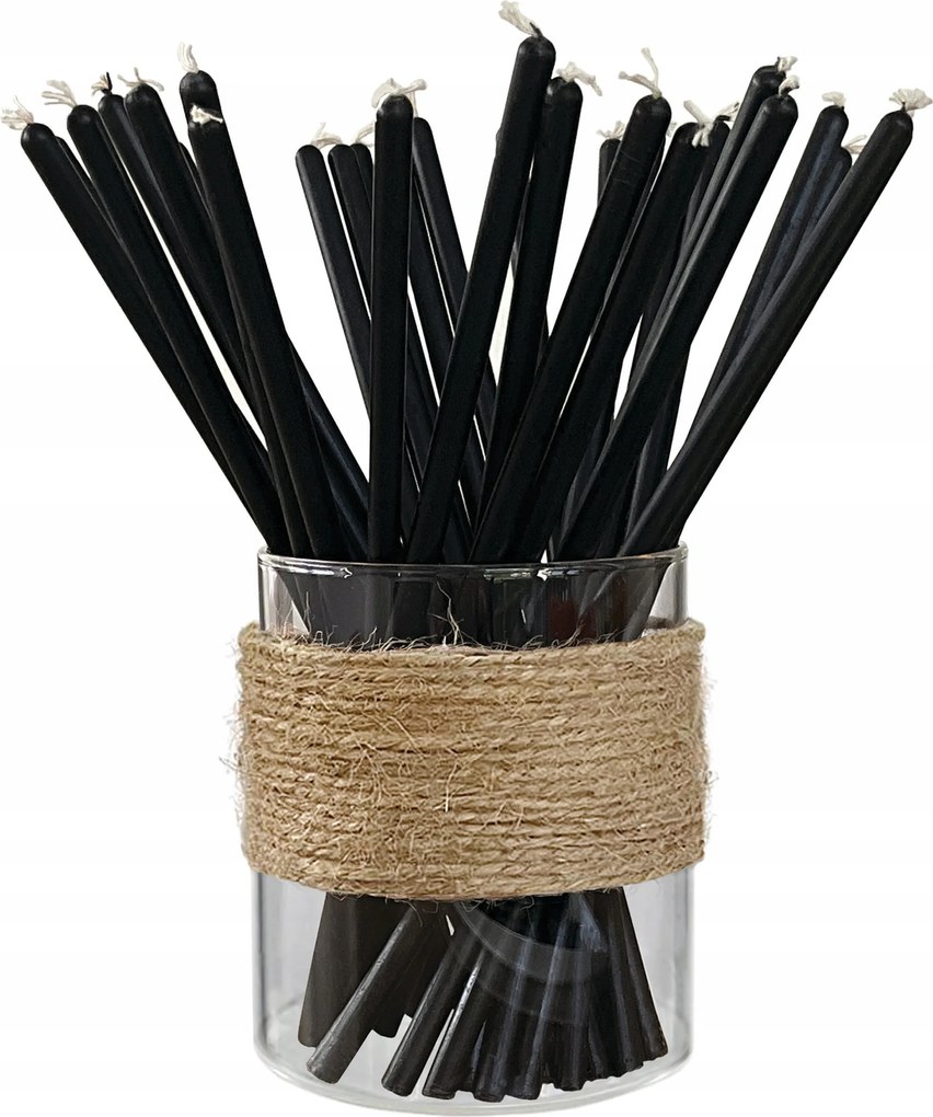 Fekete Gyertya Hosszú Rituális Templom Dekoratív Viasz 20cm 20db