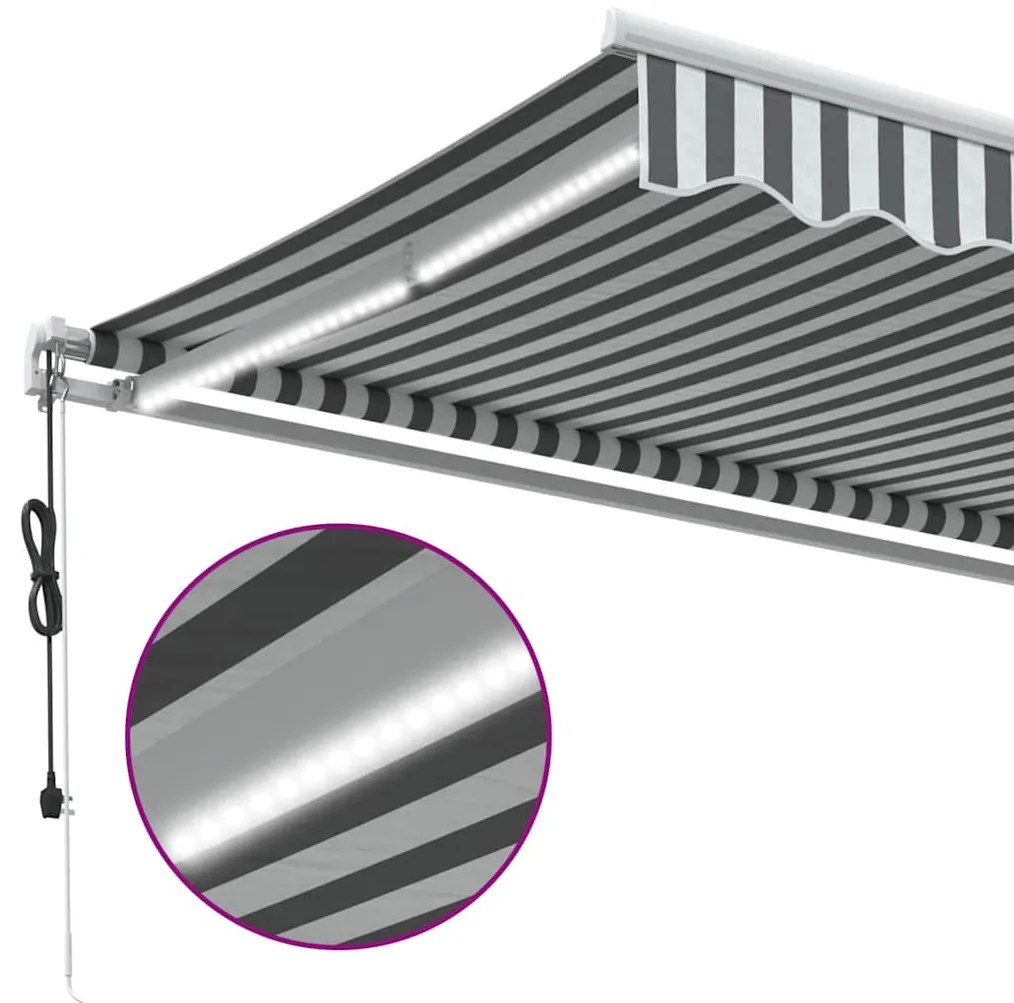 antracitszürke-fehér LED-es automata napellenző 600 x 300 cm