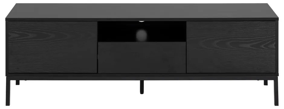 Fekete TV-állvány kőrisfa dekorral 140x45 cm Seaford – Actona