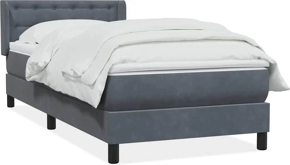 vidaXL sötétszürke bársony rugós ágy matraccal 80x210 cm