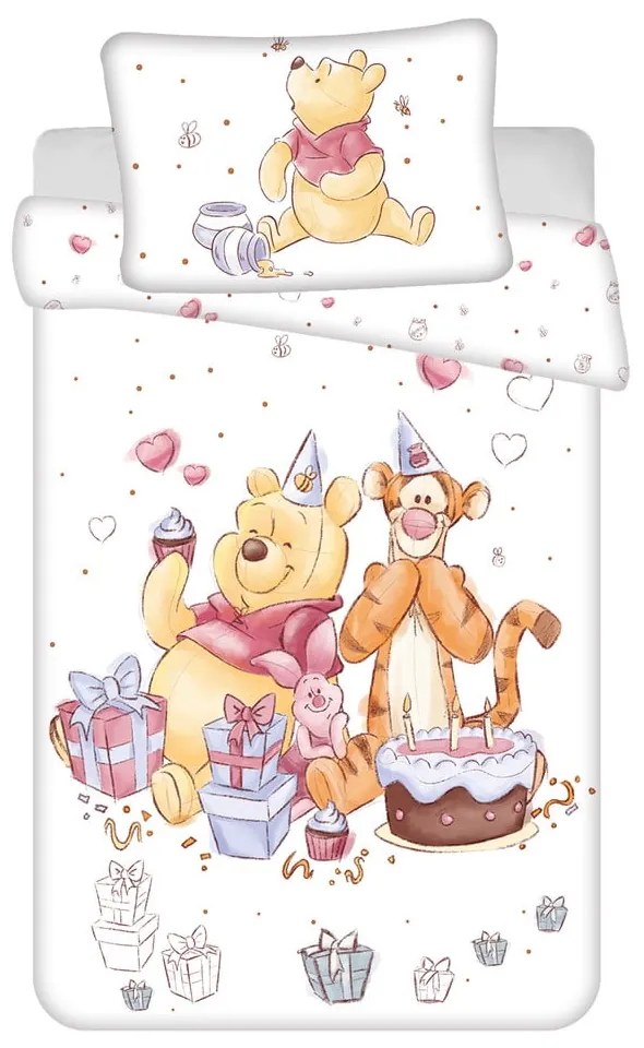 Fehér pamut gyerek ágyneműhuzat babaágyhoz 100x135 cm WTP "Birthday party" – Jerry Fabrics