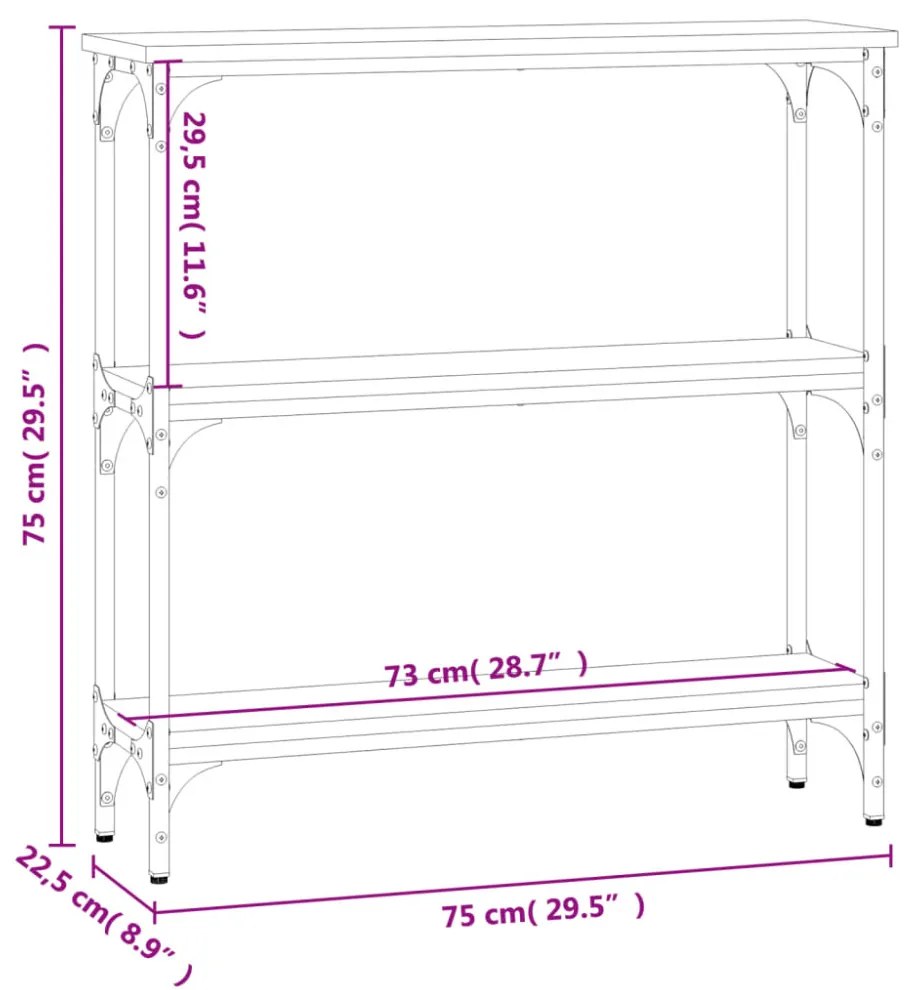 fekete szerelt fa tálalóasztal 75x22,5x75 cm