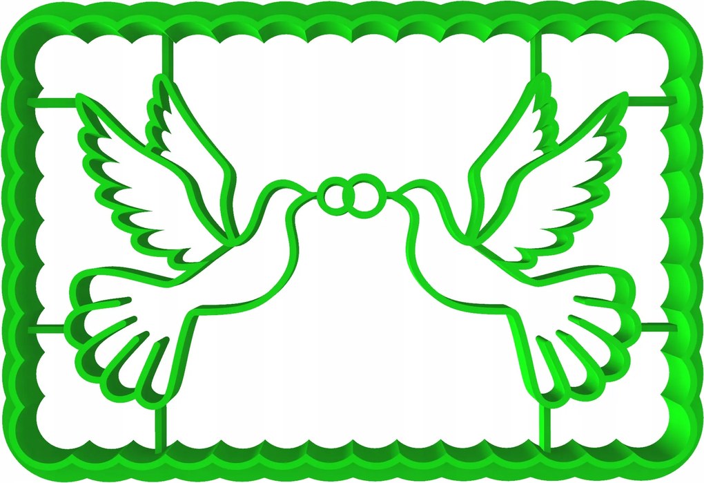 Prémium Mézeskalács lyukasztó keksz Valentin Nap Karikagyűrű Galambok 8cm