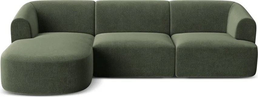 Zöld bársony sarokkanapé (bal oldali-heverő résszel) Campi – Cosmopolitan Design