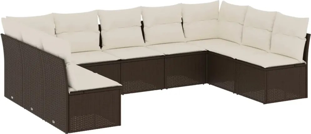 vidaXL 9 részes barna polyrattan kerti ülőgarnitúra párnákkal