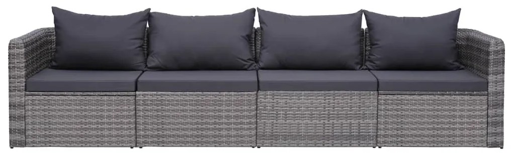 4-részes szürke polyrattan kerti ülőgarnitúra párnákkal