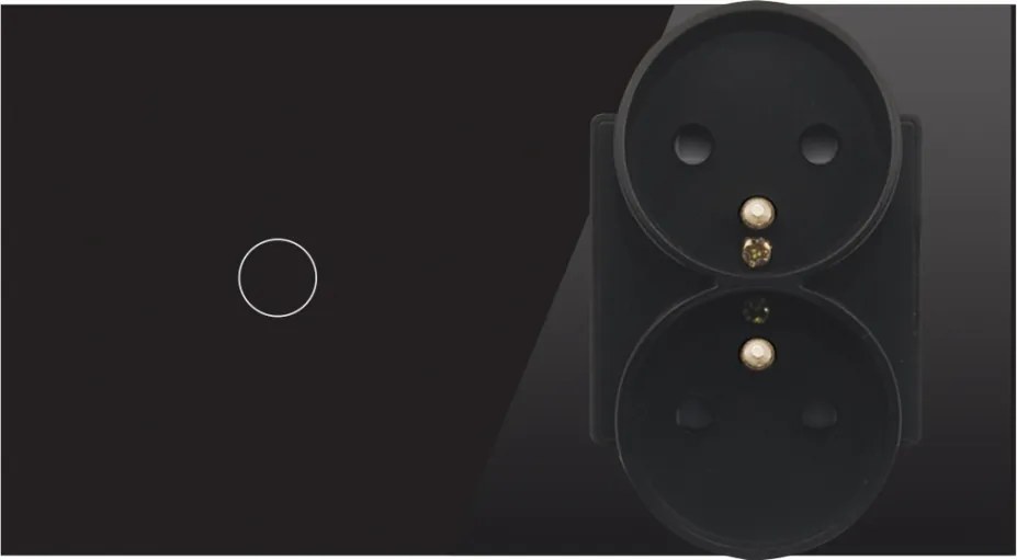 Fénykapcsoló 1G Szimpla Üveg Konnektor Dupla Fekete