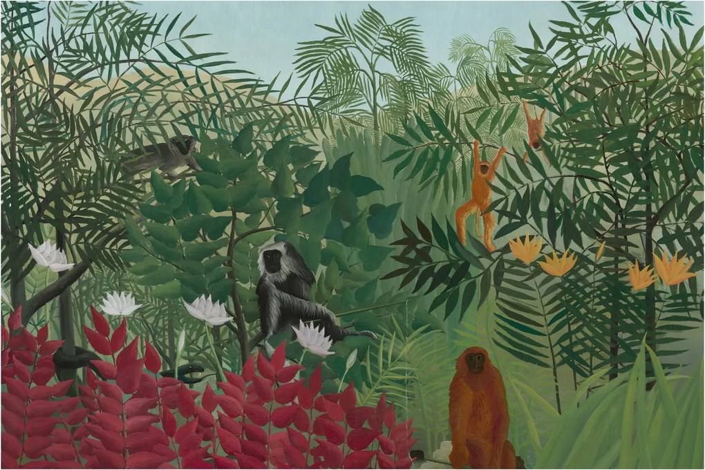 Kép - Henri Rousseau, Tropical Forest with Monkeys, reprodukciók (90x60 cm)