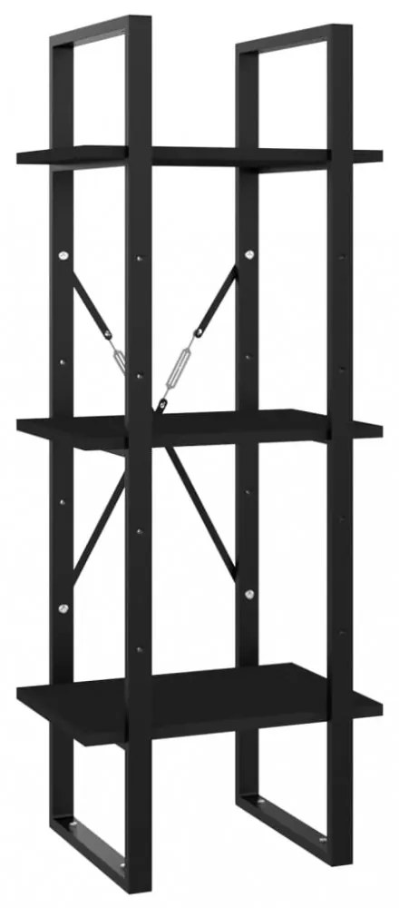 3-szintes fekete szerelt fa könyvszekrény 40 x 30 x 105 cm