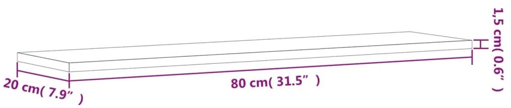 4 db betonszürke szerelt fa könyvespolc lap 80 x 20 x 1,5 cm
