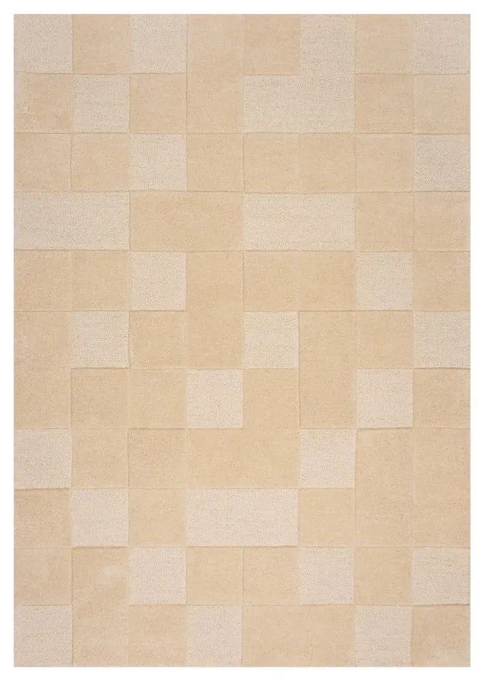 Bézs gyapjú szőnyeg 230x160 cm Checkerboard - Flair Rugs