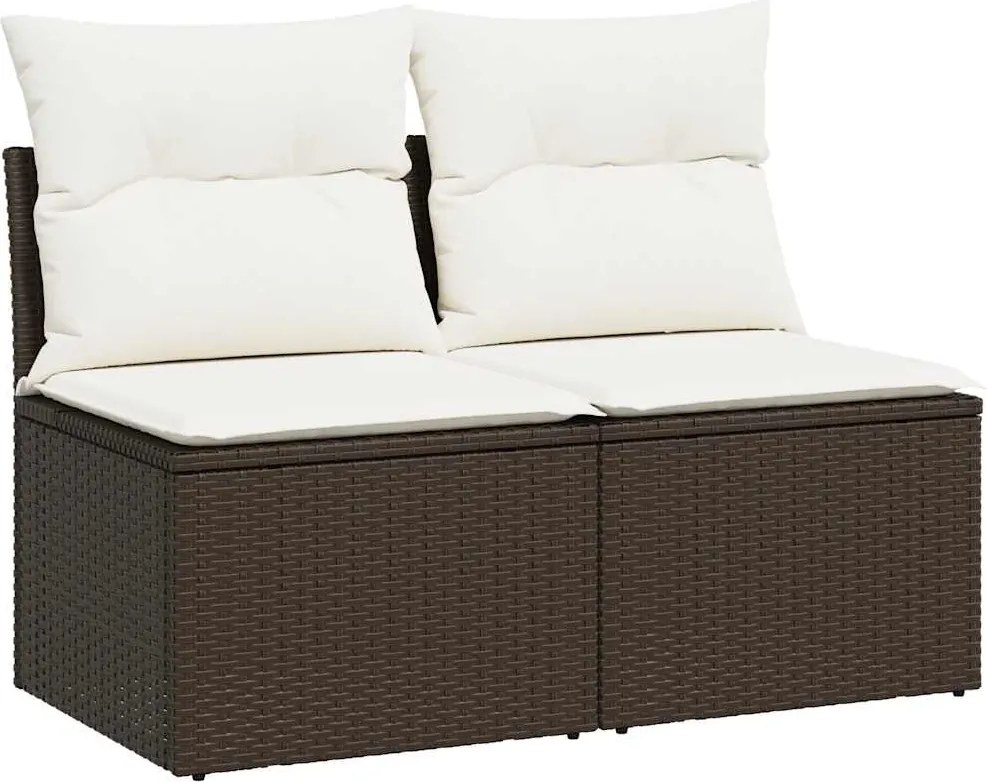 vidaXL 2 részes barna polyrattan akácfa kerti ülőgarnitúra párnákkal
