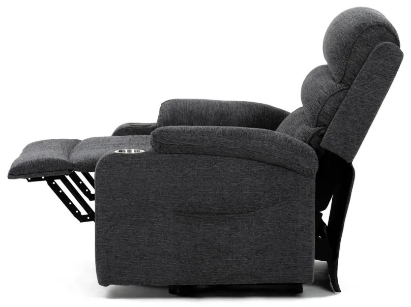 Fotoliu de relaxare electric și TV, 1 motor, tapițerie gri, încărcare wireless pentru telefoane mobile