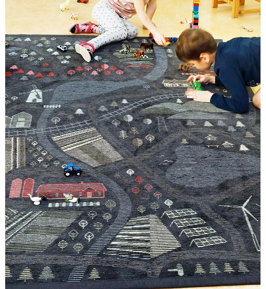 Ülejõe fekete kétoldalas gyerekszőnyeg, 140 x 200 cm - Narma