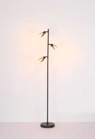 Globo 54308T Asztali lámpa fém fekete matt, füstszínű üveg, átlátszó futás, fekete PVC kábel, billenőkapcsoló a kábelen, HxSzxM: 143x120x350mm, kábelhossz 1500mm, nem tartozék: 1x E14 40W 230V