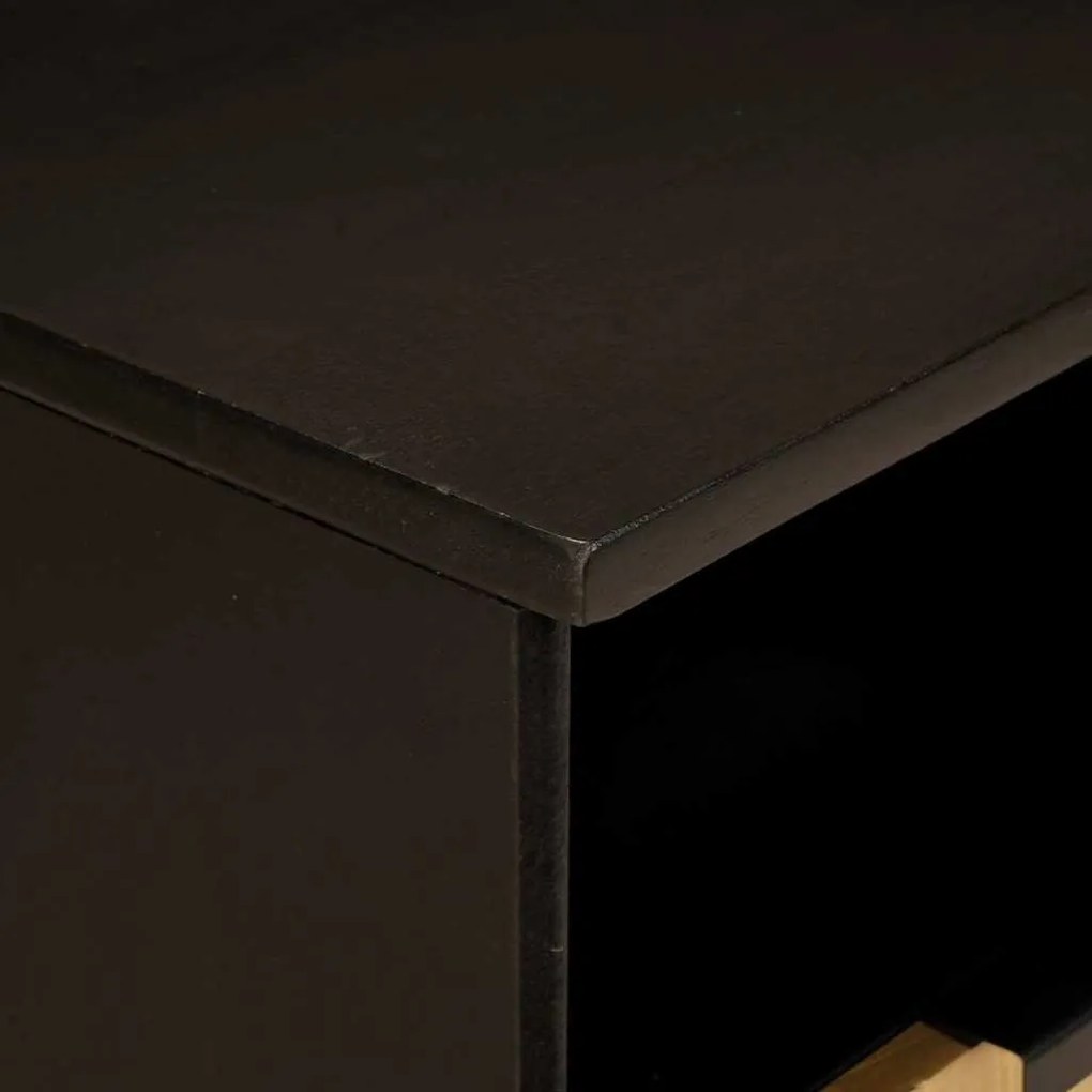 TV szekrény Fekete és Arany 100 x 33 x 46 cm tömör mangófa