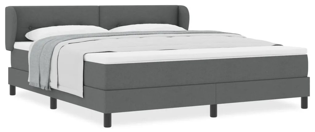 Boxspring Ágy Mattal Sötétszürke 180x200 cm Szövet