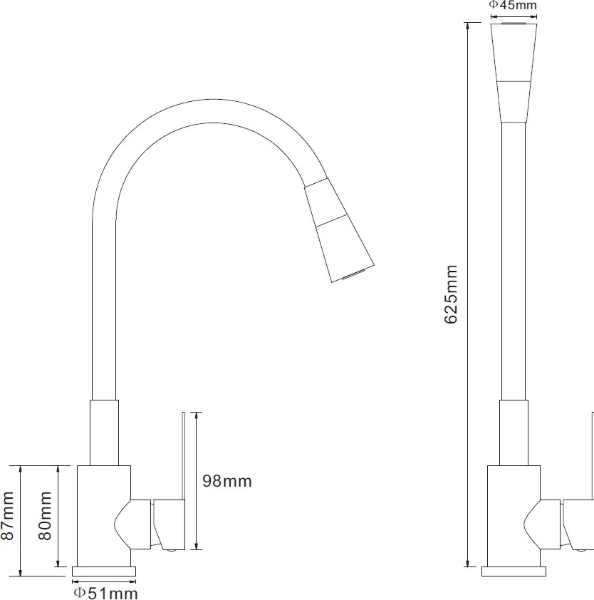 Gamma Flex 3000, álló mosogatócsaptelep flexibilis karral, matt fehérarany, GMA-BFX-3000WHGD