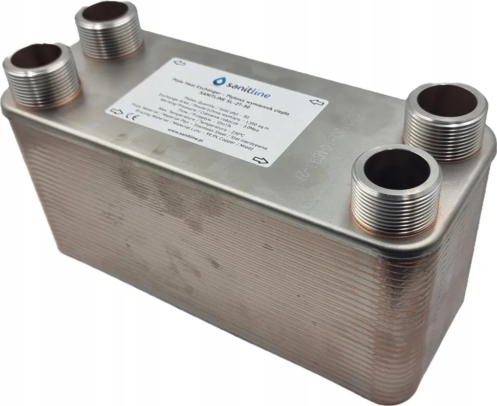 Hőcserélő Sanitline 50 Lemezes Teljesítmény 110kW Csatlakozás 4x 5/4" 11/4"