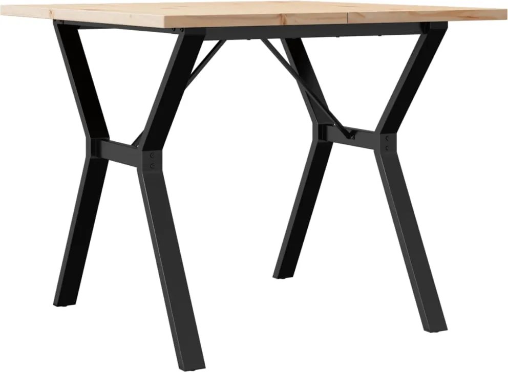 vidaXL tömör fenyőfa és acél étkezőasztal Y-vázzal 90x90x75,5 cm