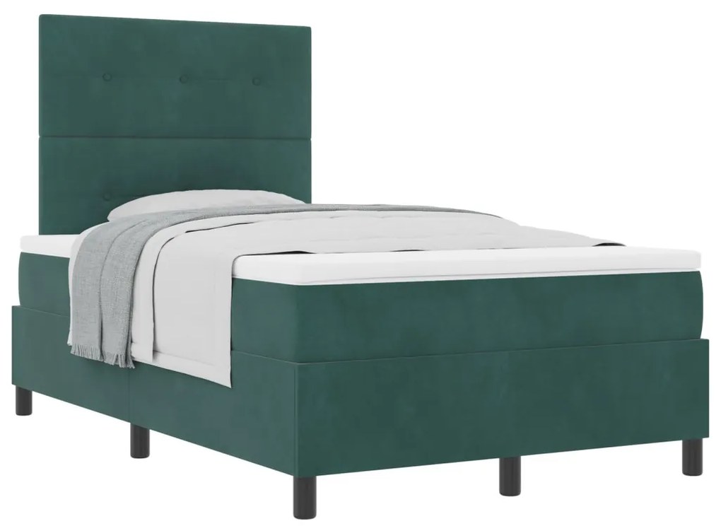 Boxspring Ágy Matraccal Sötét Zöld Kis Kettős Bársony