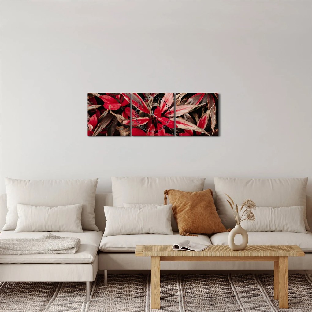 Piros szirmok képe (órával) (90x30 cm)