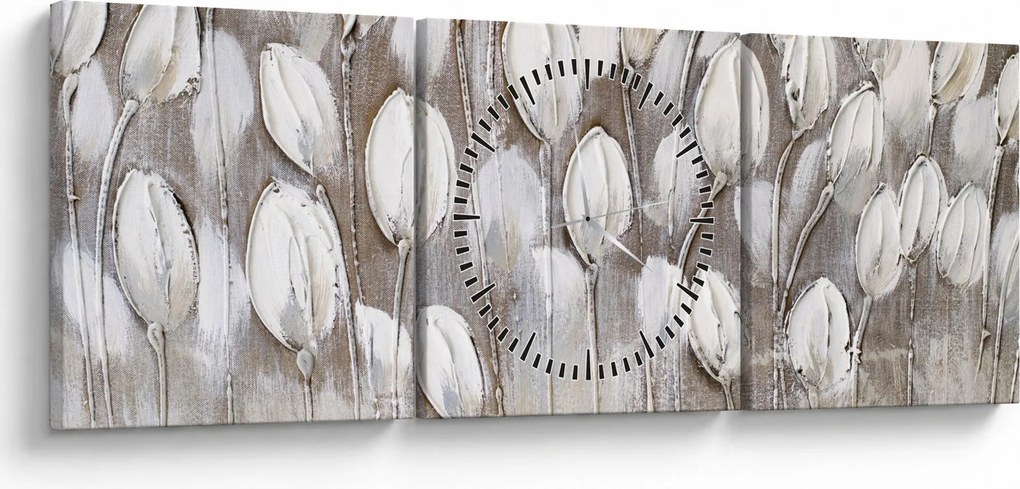 Kép - Strukturált tulipánok (órával) (90x30 cm)