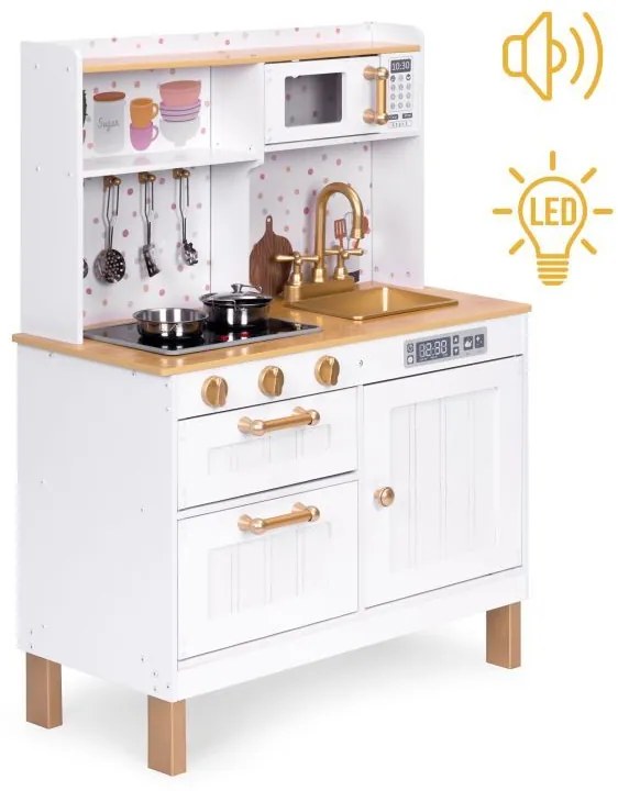 Gyermek fakonyha kiegészítőkkel, hangokkal és LED világítással