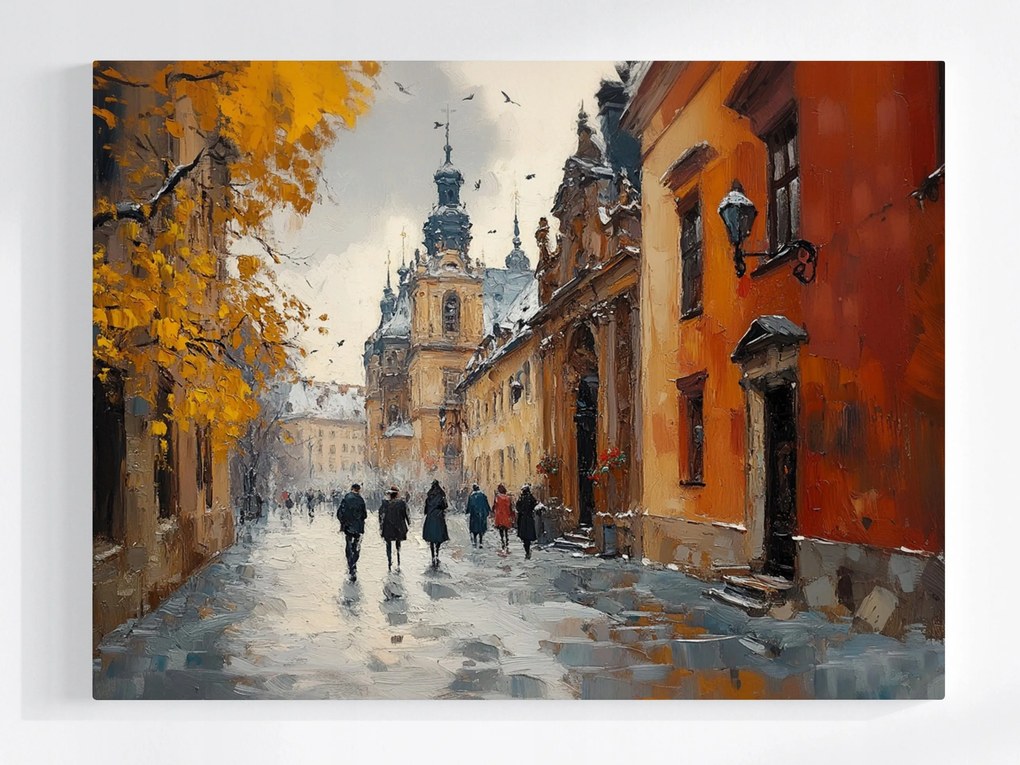 Poszter Város Óváros Templom Bérházak Krakkó 80x60