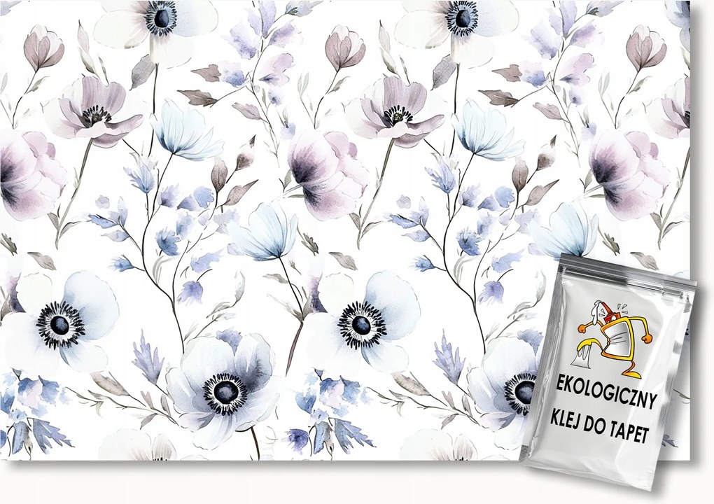 Fotótapéta Flizelina Akvarell Természet Virágok Lila Kék 300x210 ragasztó