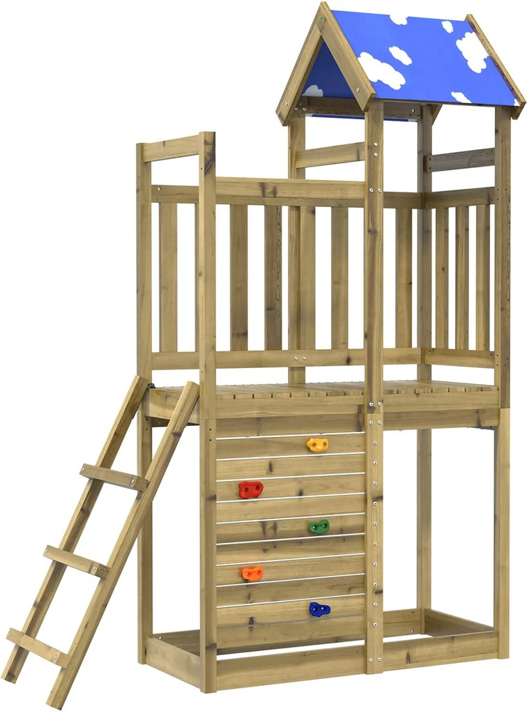 vidaXL Játék Torny Barna 110,5 x 52,5 x 215cm Szilárd Impregnált Fa