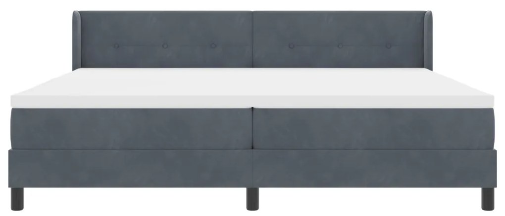 Boxspringágy Matraccal Sötétszürke 200x200 cm Bársony