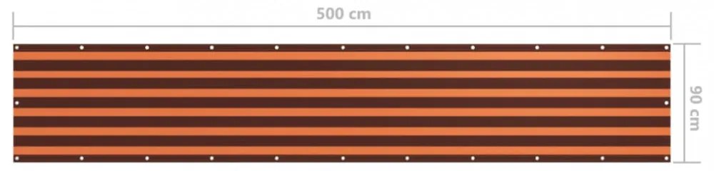 narancssárga-barna oxford-szövet erkélyparaván 90 x 500 cm